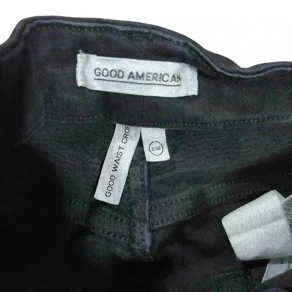 Good American Good Waist Crop Black Jeans Size 26 - Picture 3 of 9